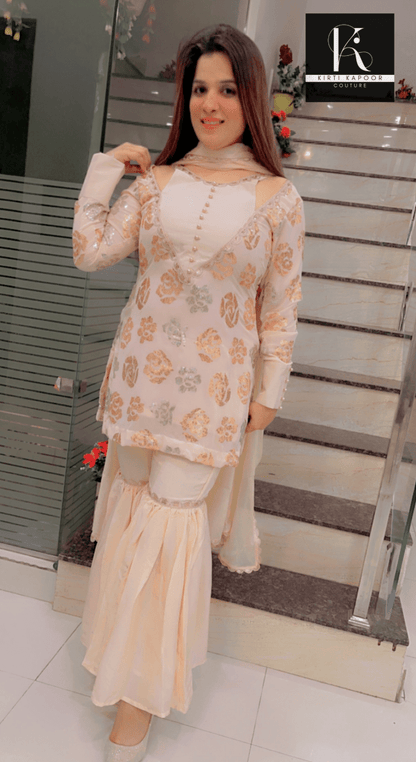 Peach Designer Garara Suit - Kirti Kapoor Couture