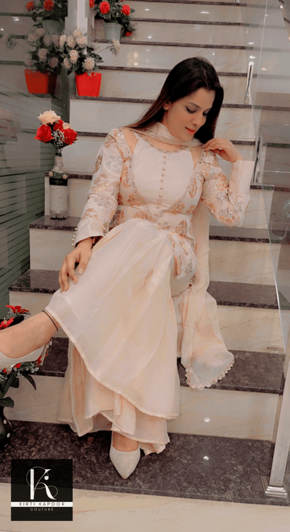 Peach Designer Garara Suit - Kirti Kapoor Couture