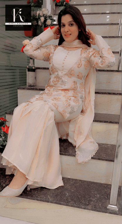 Peach Designer Garara Suit - Kirti Kapoor Couture