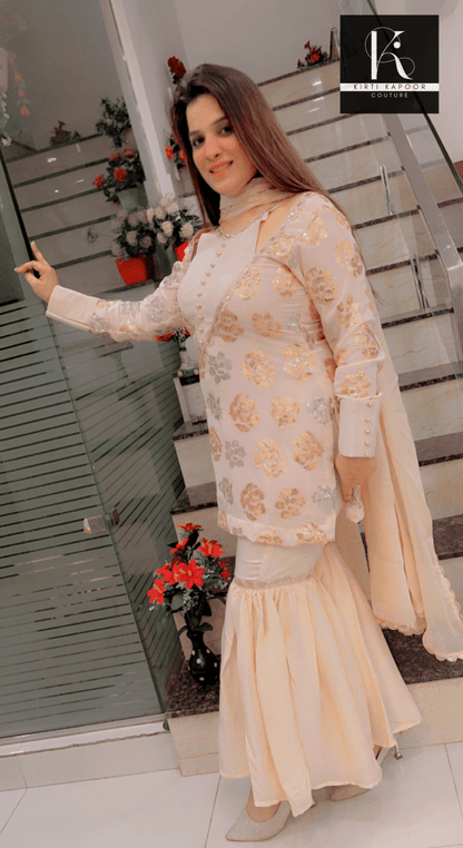 Peach Designer Garara Suit - Kirti Kapoor Couture