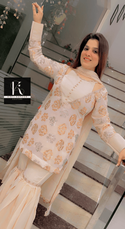 Peach Designer Garara Suit - Kirti Kapoor Couture