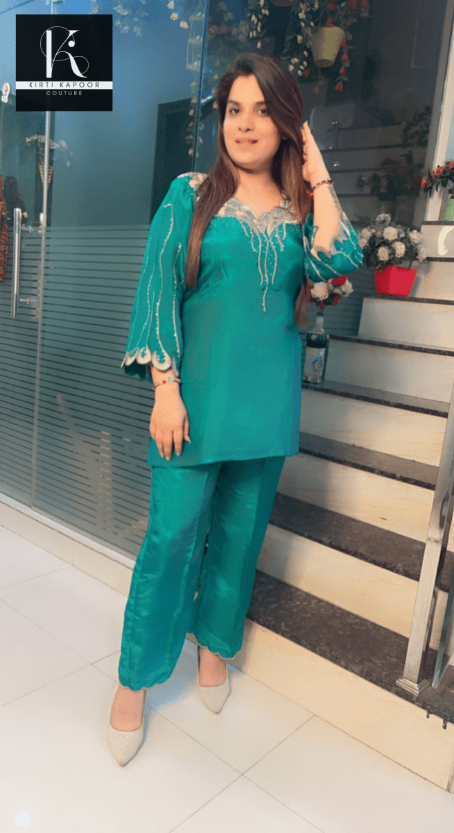 Pine Green Embroidered Co - ord Set - Kirti Kapoor Couture