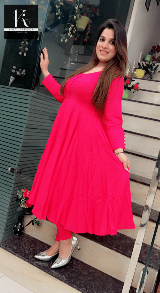 Pink A - line Shirt with Jegging - Kirti Kapoor Couture