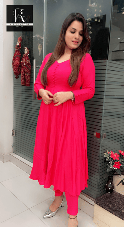 Pink A - line Shirt with Jegging - Kirti Kapoor Couture