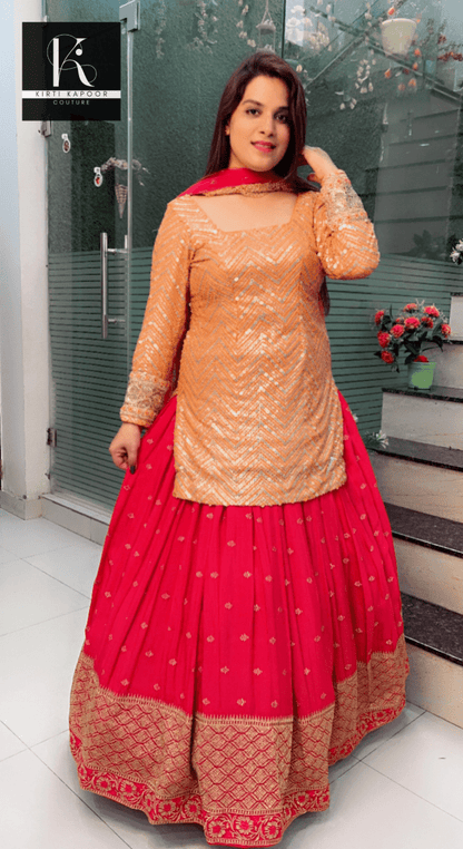 Pink and Orange Heavy Lehenga - Choli - Kirti Kapoor Couture