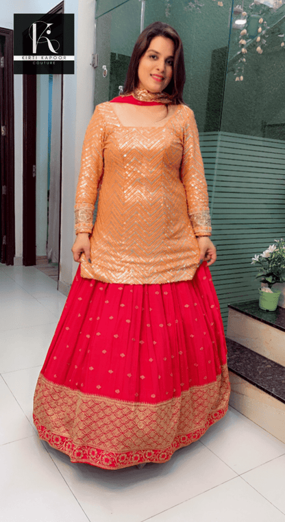 Pink and Orange Heavy Lehenga - Choli - Kirti Kapoor Couture