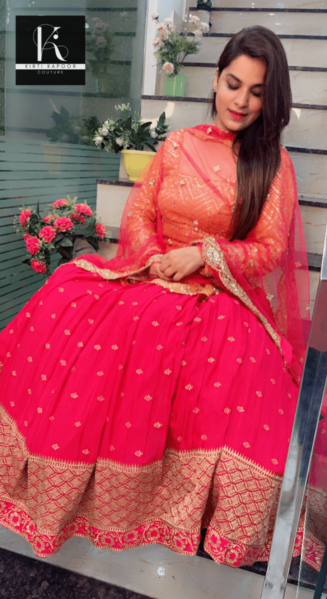Pink and Orange Heavy Lehenga - Choli - Kirti Kapoor Couture