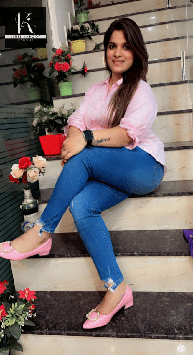 Pink Cotton Top with Back - Bow Design - Kirti Kapoor Couture