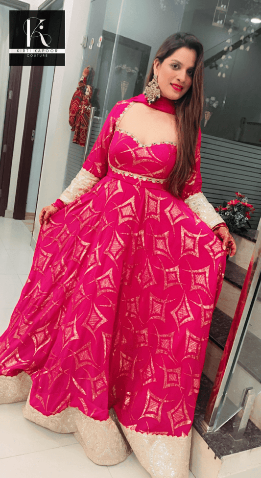 Pink Embroidered Anarkali Suit - Kirti Kapoor Couture
