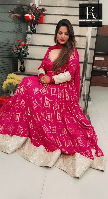 Pink Embroidered Anarkali Suit - Kirti Kapoor Couture