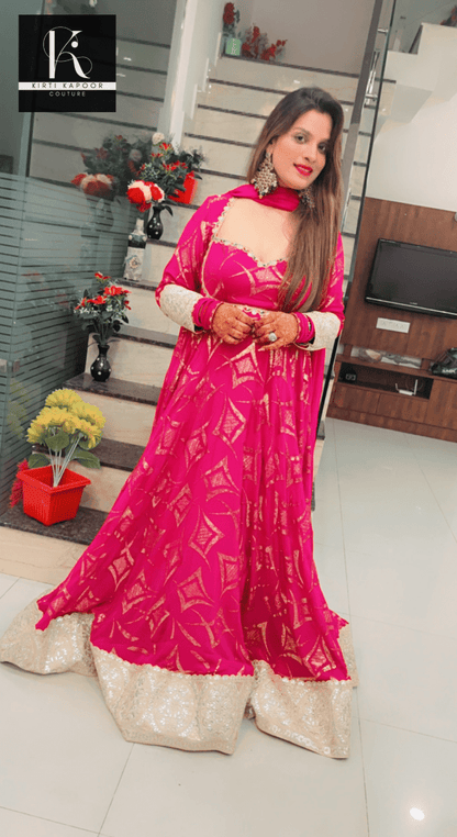 Pink Embroidered Anarkali Suit - Kirti Kapoor Couture