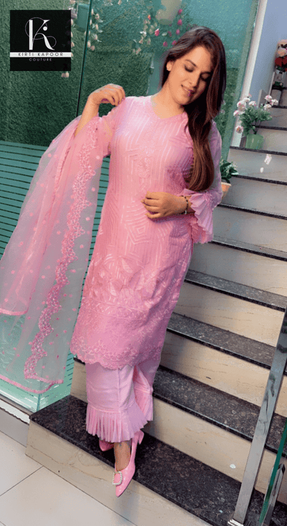 Pink Embroidered Designer Suit - Kirti Kapoor Couture