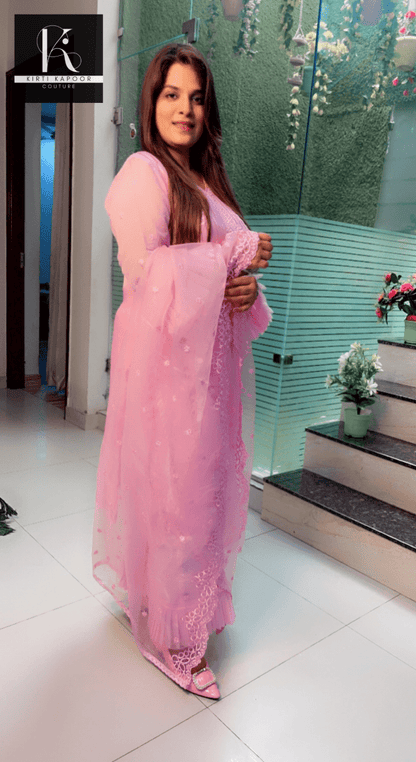 Pink Embroidered Designer Suit - Kirti Kapoor Couture