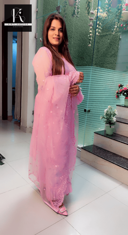 Pink Embroidered Designer Suit - Kirti Kapoor Couture