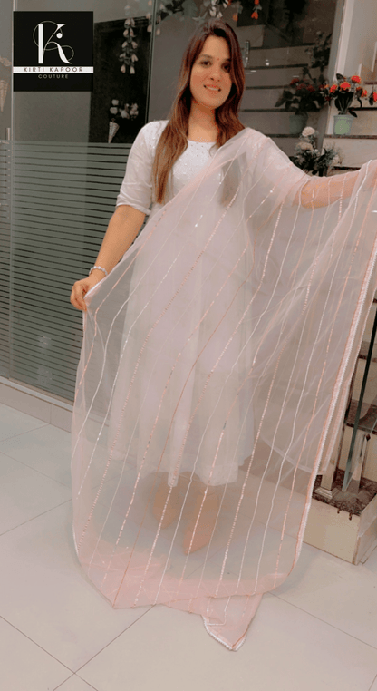 Pink Hand - Embroidered Dupatta - Kirti Kapoor Couture