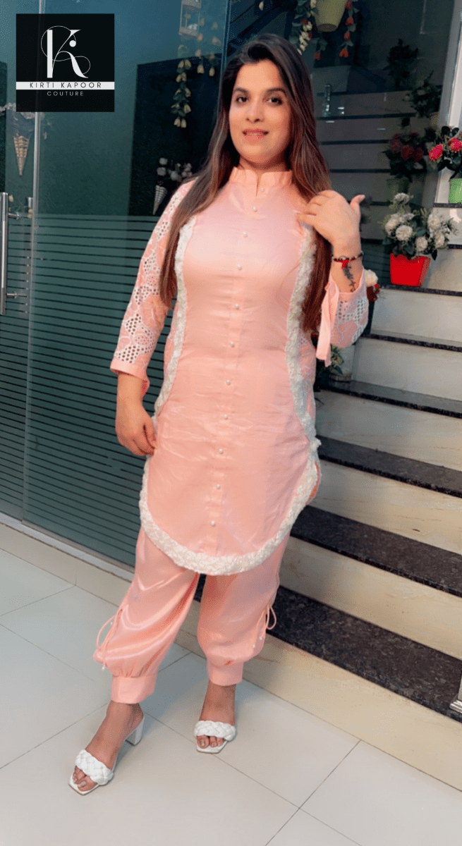 Pink - Peach Round Flaired Kurta & Salwar Set - Kirti Kapoor Couture
