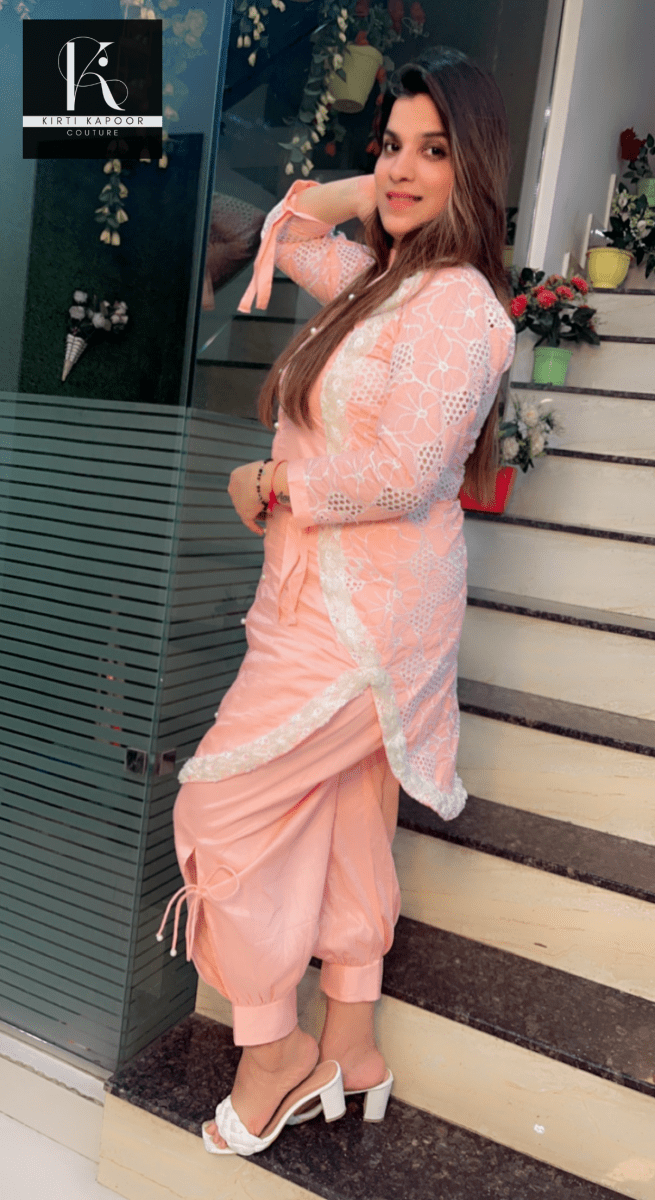 Pink - Peach Round Flaired Kurta & Salwar Set - Kirti Kapoor Couture