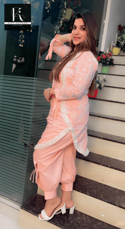 Pink - Peach Round Flaired Kurta & Salwar Set - Kirti Kapoor Couture