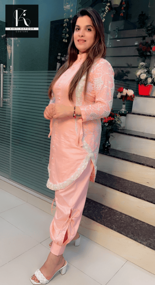 Pink - Peach Round Flaired Kurta & Salwar Set - Kirti Kapoor Couture
