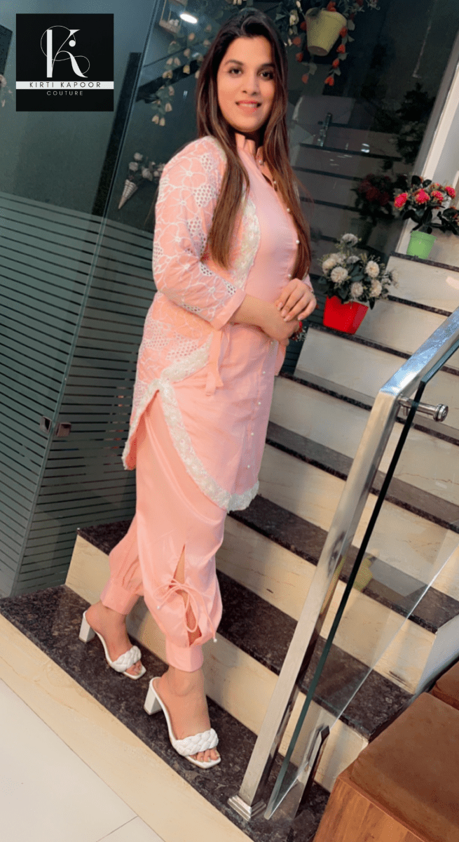 Pink - Peach Round Flaired Kurta & Salwar Set - Kirti Kapoor Couture