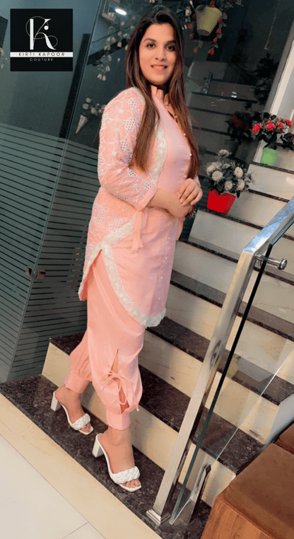 Pink - Peach Round Flaired Kurta & Salwar Set - Kirti Kapoor Couture