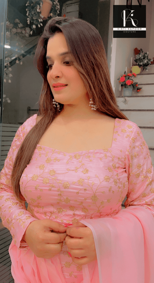 Pink Ruffled - Drape Fish - Cut Dress - Kirti Kapoor Couture
