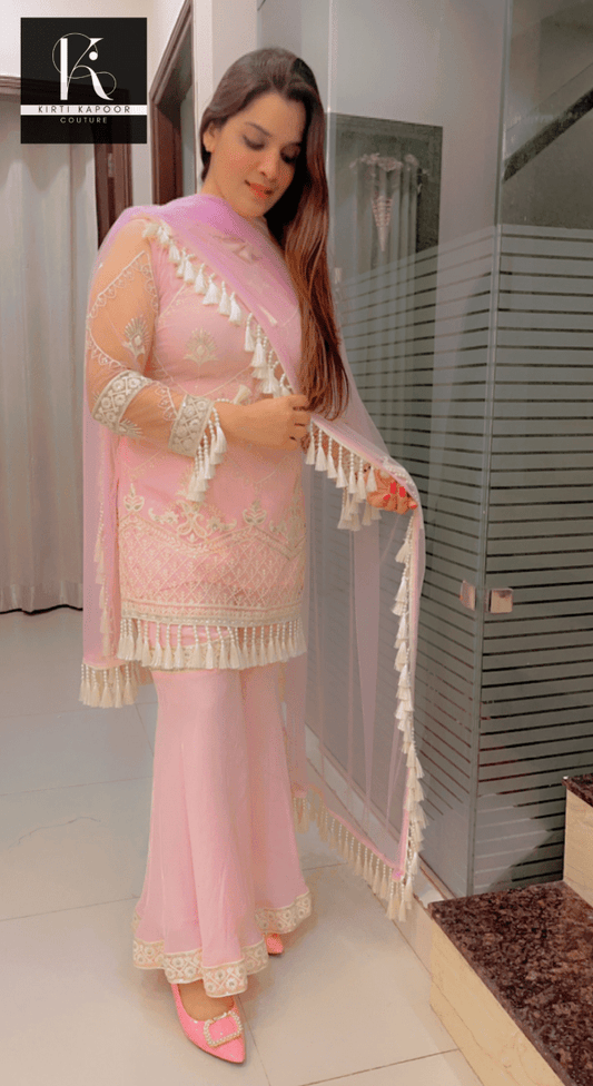 Pink Thread - work Plazo Suit - Kirti Kapoor Couture