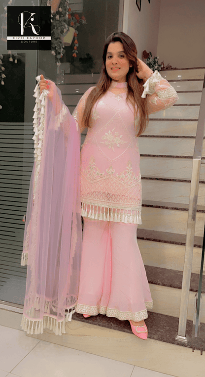 Pink Thread - work Plazo Suit - Kirti Kapoor Couture
