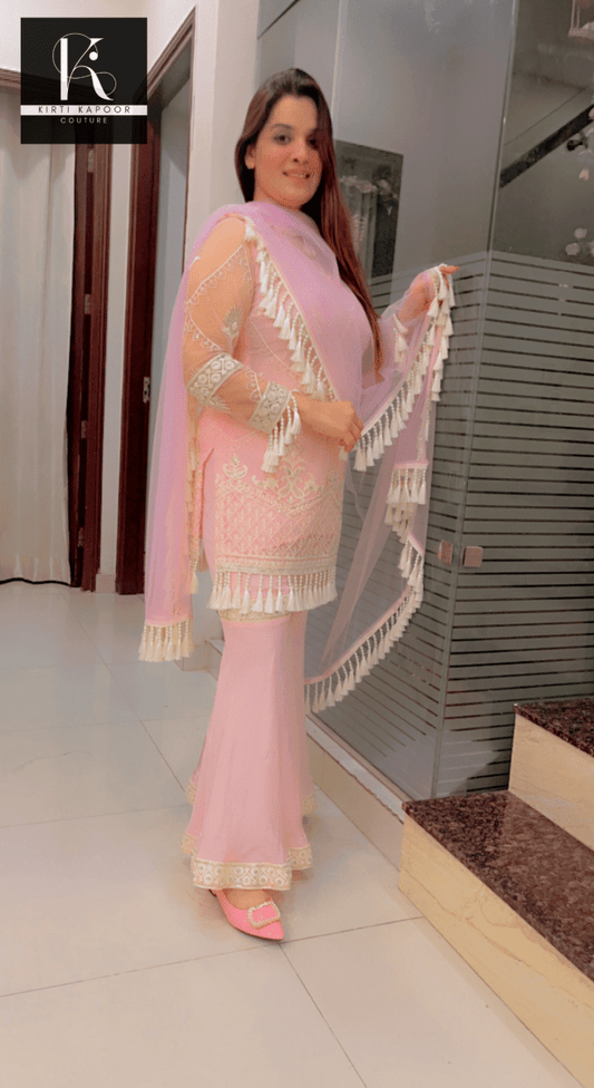 Pink Thread - work Plazo Suit - Kirti Kapoor Couture