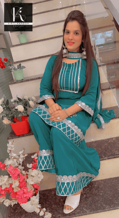 Plazo Suit With Gotta Patti Work (New) - Kirti Kapoor Couture