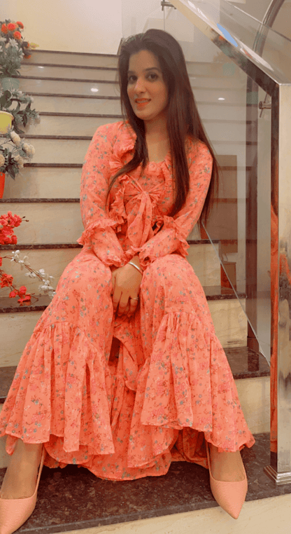 Plus - Size Georgette Sharara Dress - Kirti Kapoor Couture
