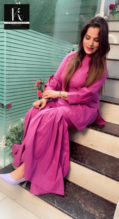 Purple Short Shirt with Box - Plates Plazo - Kirti Kapoor Couture