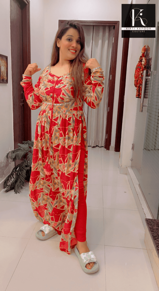Red Naira - Cut Style Suit - Kirti Kapoor Couture