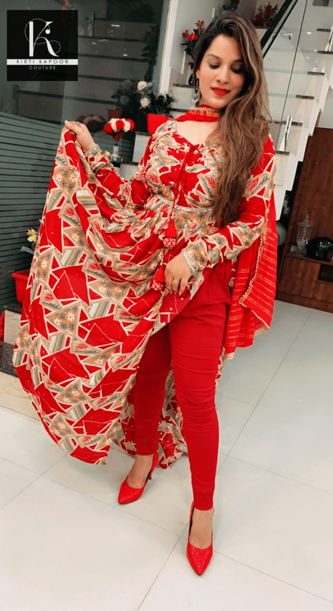 Red Naira - Cut Style Suit - Kirti Kapoor Couture