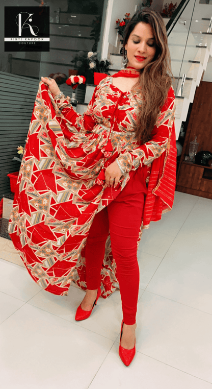 Red Naira - Cut Style Suit - Kirti Kapoor Couture