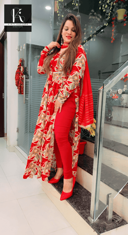 Red Naira - Cut Style Suit - Kirti Kapoor Couture