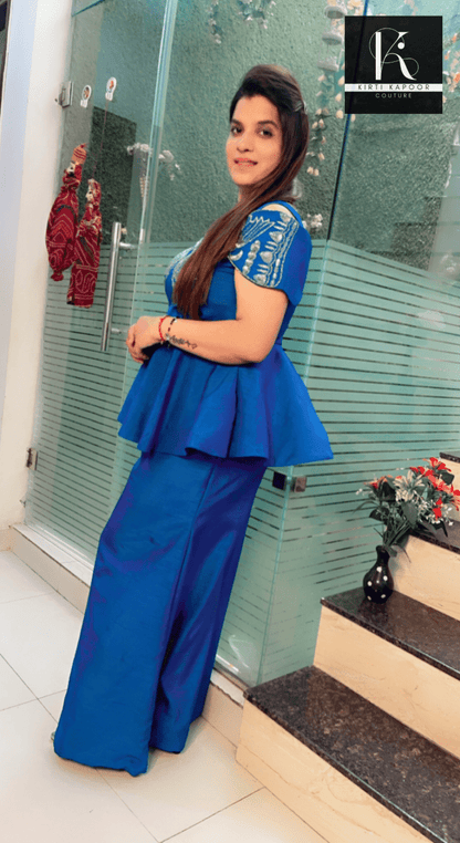 Royal Blue Embroidered Gown - Kirti Kapoor Couture