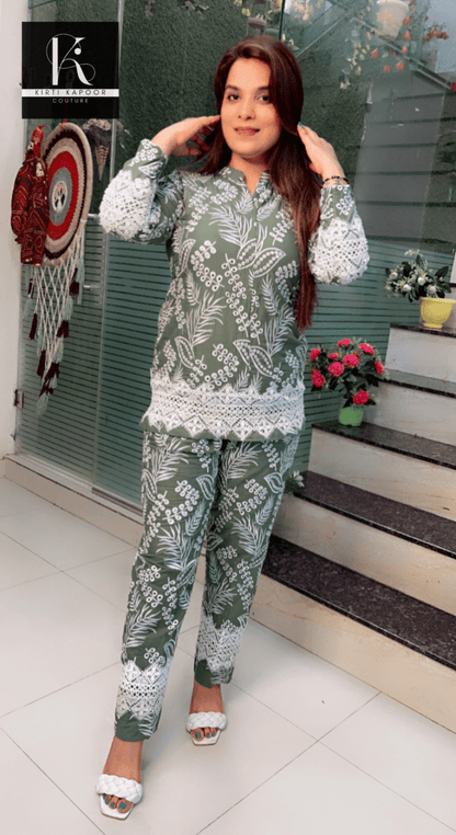 Sap Green Designer Chicken Co - ord - Kirti Kapoor Couture