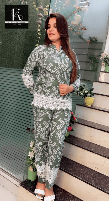 Sap Green Designer Chicken Co - ord - Kirti Kapoor Couture