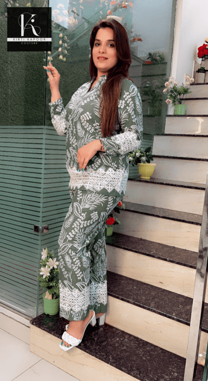 Sap Green Designer Chicken Co - ord - Kirti Kapoor Couture