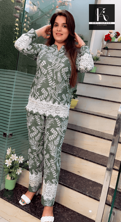 Sap Green Designer Chicken Co - ord - Kirti Kapoor Couture