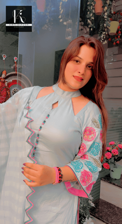 Sea Green Hand - Embroidered Salwar Suit - Kirti Kapoor Couture