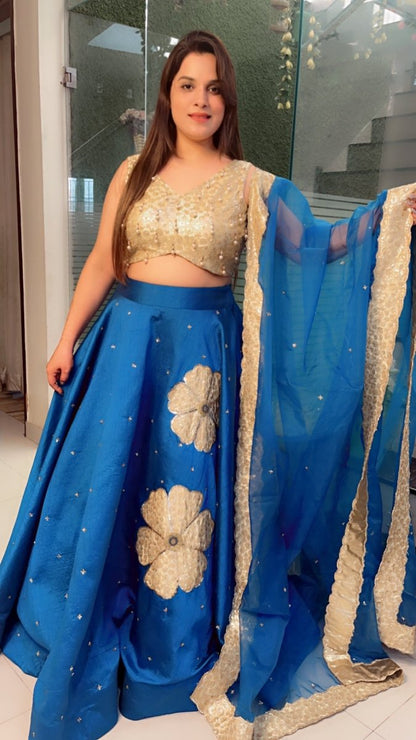 Sequence Tassel Worked Choli with Patch - Worked Heavy Lehenga - Kirti Kapoor Couture