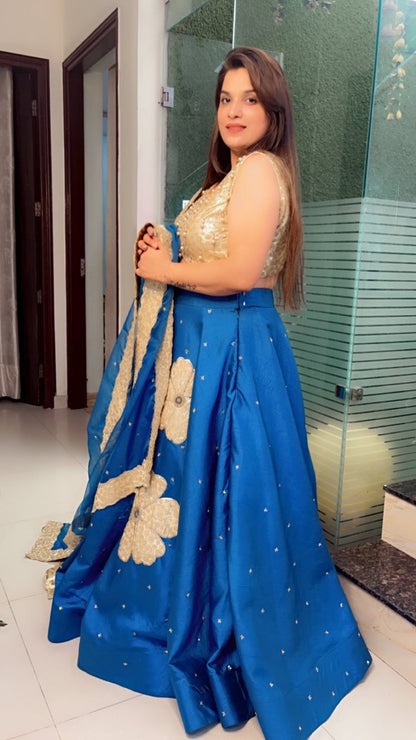 Sequence Tassel Worked Choli with Patch - Worked Heavy Lehenga - Kirti Kapoor Couture