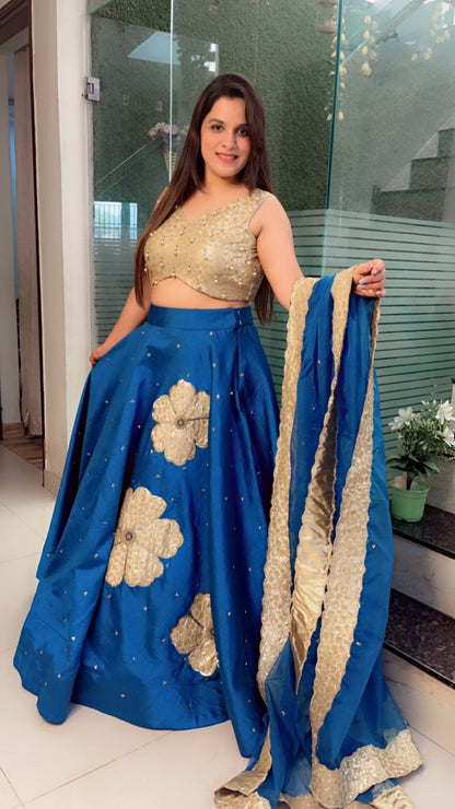Sequence Tassel Worked Choli with Patch - Worked Heavy Lehenga - Kirti Kapoor Couture