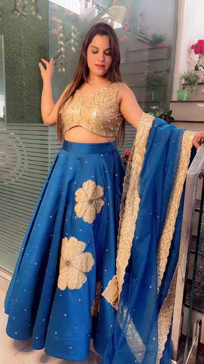 Sequence Tassel Worked Choli with Patch - Worked Heavy Lehenga - Kirti Kapoor Couture