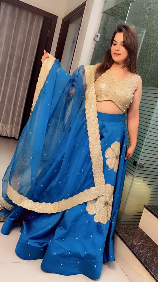 Sequence Tassel Worked Choli with Patch - Worked Heavy Lehenga - Kirti Kapoor Couture