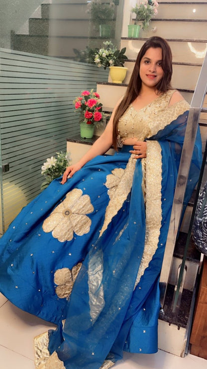 Sequence Tassel Worked Choli with Patch - Worked Heavy Lehenga - Kirti Kapoor Couture