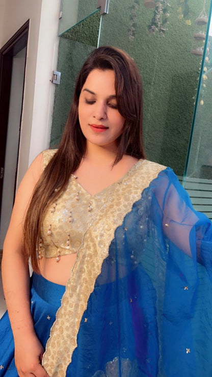 Sequence Tassel Worked Choli with Patch - Worked Heavy Lehenga - Kirti Kapoor Couture