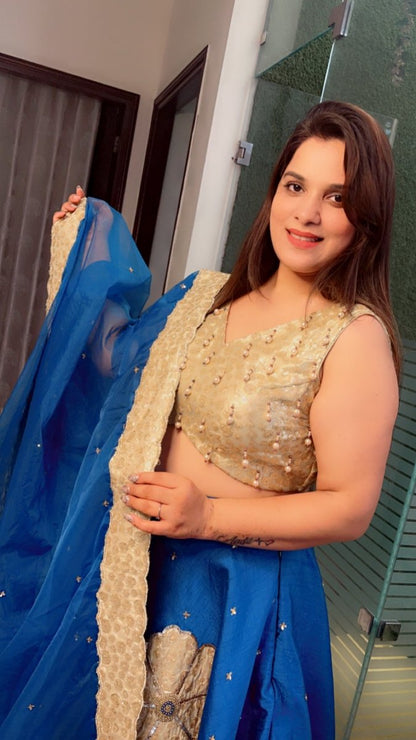 Sequence Tassel Worked Choli with Patch - Worked Heavy Lehenga - Kirti Kapoor Couture